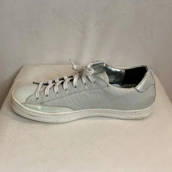 P448 John Round Toe Sneaker Iridescent White Silver Size 37 - Picture 5 of 16